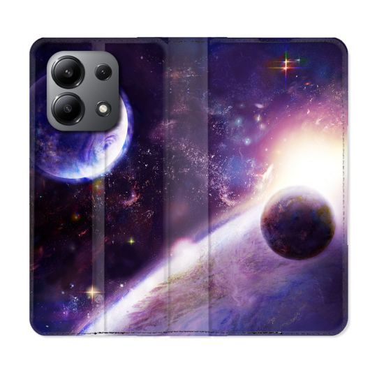 Housse cuir portefeuille pour Xiaomi Redmi Note 13 4G Univers Planete Stellaire
