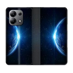 Housse cuir portefeuille pour Xiaomi Redmi Note 13 4G Univers Planete Terre