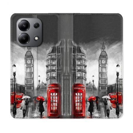 Housse cuir portefeuille pour Xiaomi Redmi Note 13 4G Voyage Angleterre Londres Vintage
