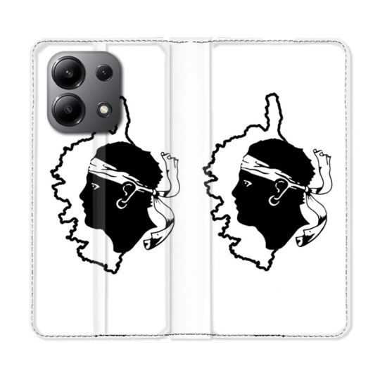 Housse cuir portefeuille pour Xiaomi Redmi Note 13 4G Voyage Corse Blanc