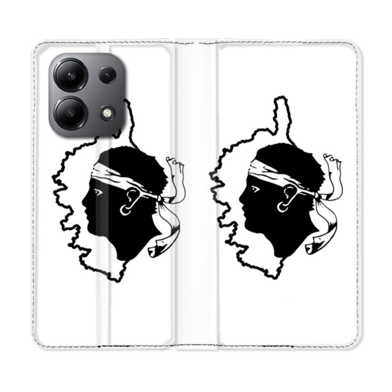 Housse cuir portefeuille pour Xiaomi Redmi Note 13 4G Voyage Corse Blanc