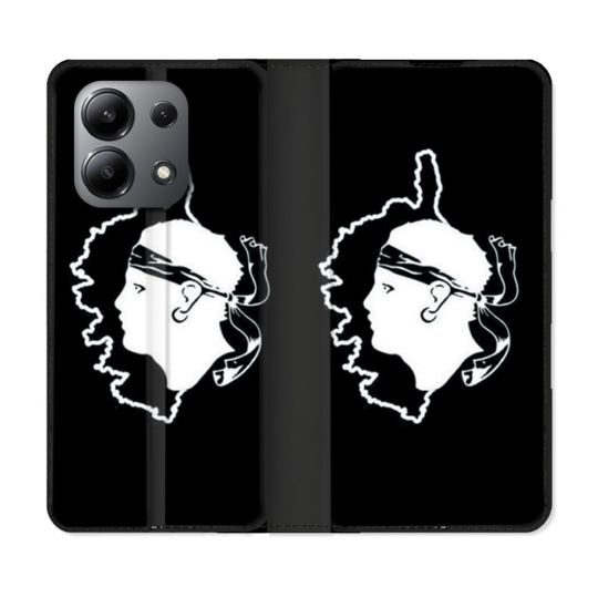 Housse cuir portefeuille pour Xiaomi Redmi Note 13 4G Voyage Corse Noir