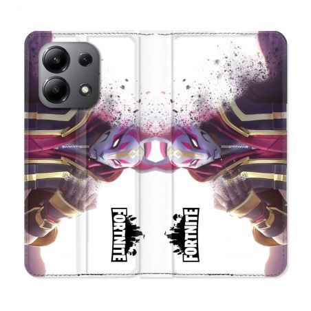 Housse cuir portefeuille pour Xiaomi Redmi Note 13 4G Fortnite Blanc