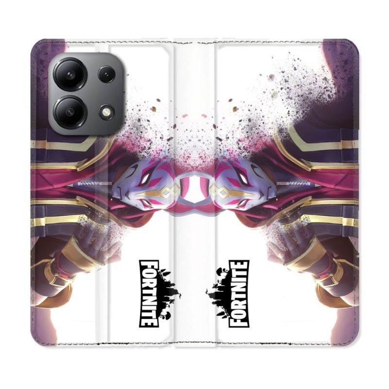 Housse cuir portefeuille pour Xiaomi Redmi Note 13 4G Fortnite Blanc