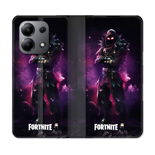 Housse cuir portefeuille pour Xiaomi Redmi Note 13 4G Fortnite Raven