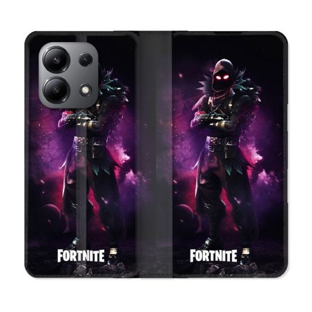 Housse cuir portefeuille pour Xiaomi Redmi Note 13 4G Fortnite Raven