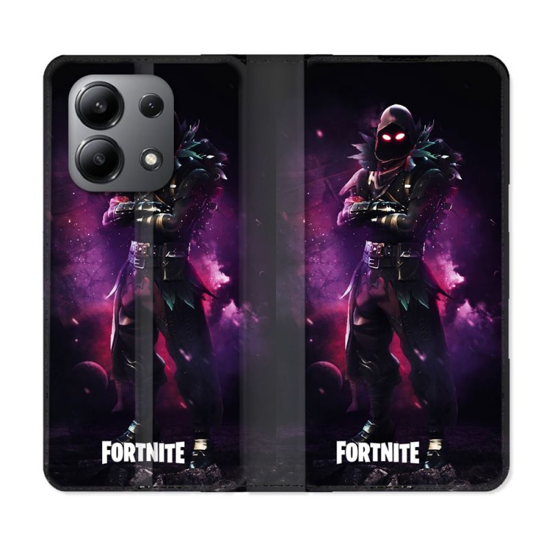 Housse cuir portefeuille pour Xiaomi Redmi Note 13 4G Fortnite Raven
