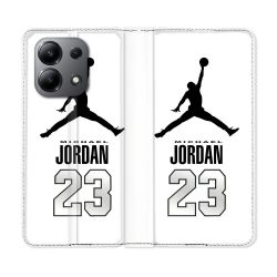Housse cuir portefeuille pour Xiaomi Redmi Note 13 4G Jordan 23 Blanc