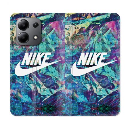 Housse cuir portefeuille pour Xiaomi Redmi Note 13 4G Nike Turquoise