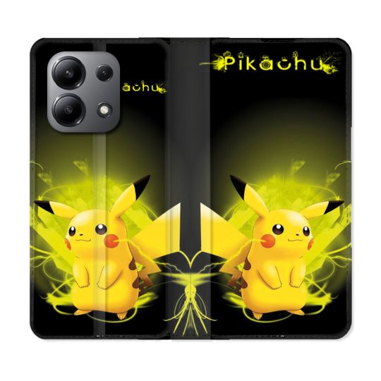 Housse cuir portefeuille pour Xiaomi Redmi Note 13 4G Pokemon Pikachu Eclair
