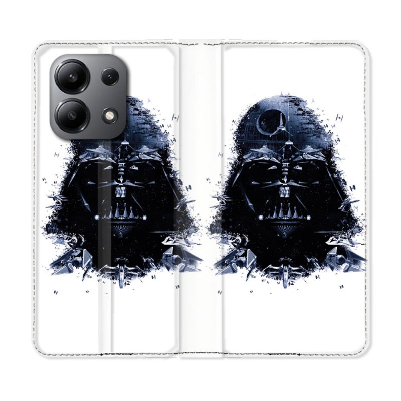 Housse cuir portefeuille pour Xiaomi Redmi Note 13 4G Star Wars - Dark Vador Blanc