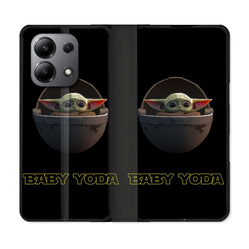Housse cuir portefeuille pour Xiaomi Redmi Note 13 4G Star Wars - Yoda bebe noir