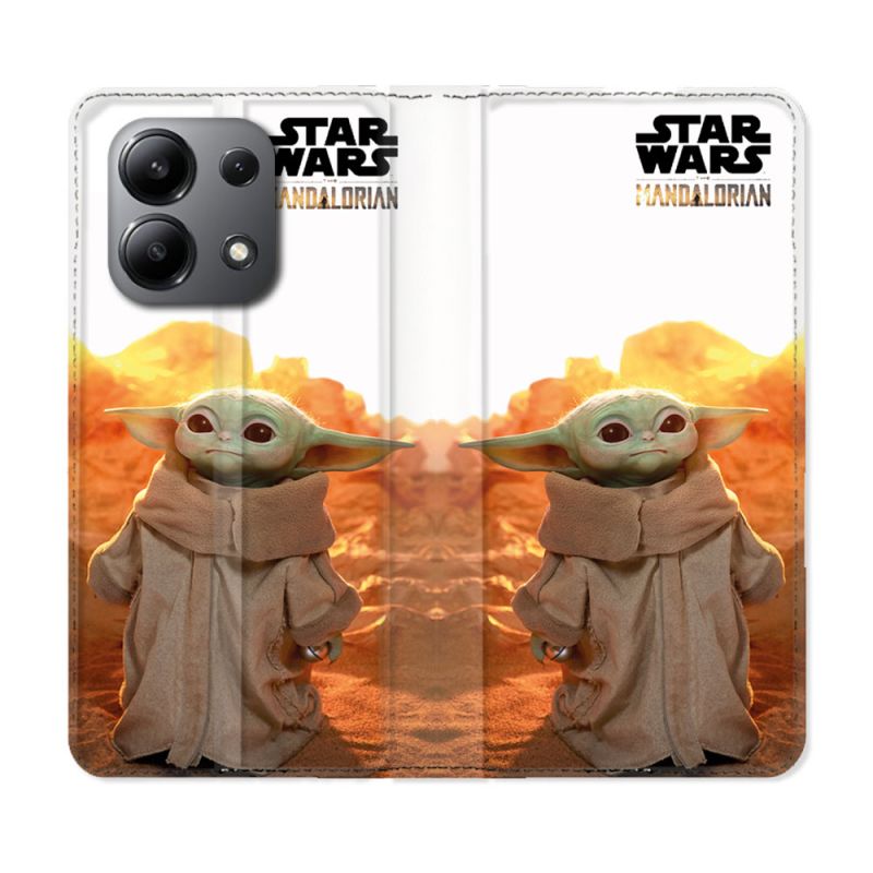 Housse cuir portefeuille pour Xiaomi Redmi Note 13 4G Star Wars - Yoda bebe soleil