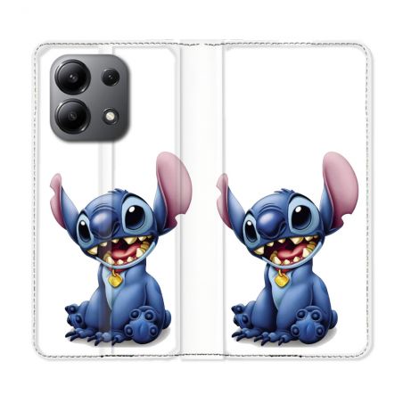 Housse cuir portefeuille pour Xiaomi Redmi Note 13 4G Stitch Blanc