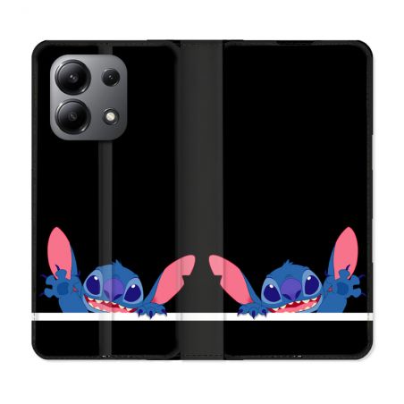 Housse cuir portefeuille pour Xiaomi Redmi Note 13 4G Stitch Noir