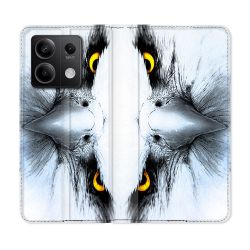 Housse cuir portefeuille pour Xiaomi Redmi Note 13 5G Animal Aigle Royal Blanc