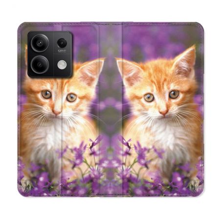 Housse cuir portefeuille pour Xiaomi Redmi Note 13 5G Animal Chat Violet