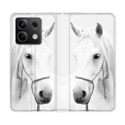 Housse cuir portefeuille pour Xiaomi Redmi Note 13 5G Animal Cheval Cristal