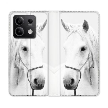 Housse cuir portefeuille pour Xiaomi Redmi Note 13 5G Animal Cheval Cristal