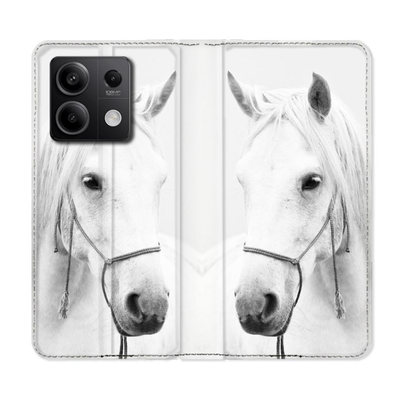 Housse cuir portefeuille pour Xiaomi Redmi Note 13 5G Animal Cheval Cristal