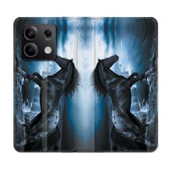 Housse cuir portefeuille pour Xiaomi Redmi Note 13 5G Animal Cheval Noir