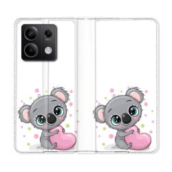 Housse cuir portefeuille pour Xiaomi Redmi Note 13 5G Animal Koala Cœur
