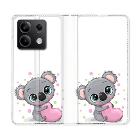 Housse cuir portefeuille pour Xiaomi Redmi Note 13 5G Animal Koala Cœur