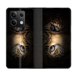 Housse cuir portefeuille pour Xiaomi Redmi Note 13 5G Animal Leopard Yeux