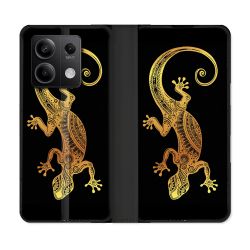 Housse cuir portefeuille pour Xiaomi Redmi Note 13 5G Animal Lezard Noir