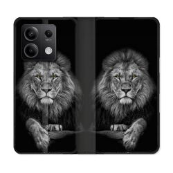 Housse cuir portefeuille pour Xiaomi Redmi Note 13 5G Animal Lion Majestueux