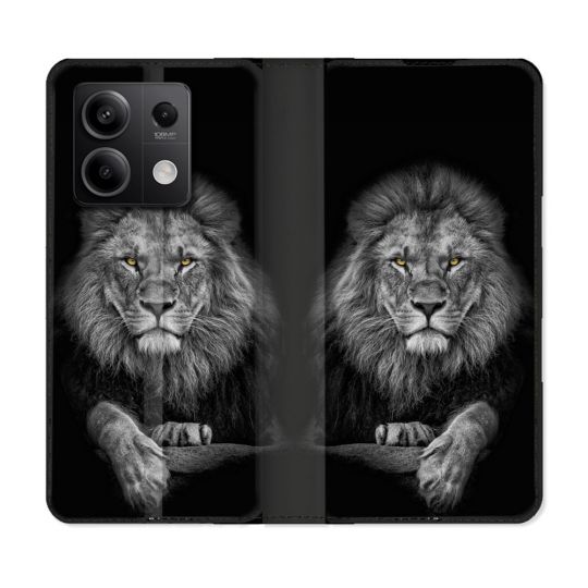 Housse cuir portefeuille pour Xiaomi Redmi Note 13 5G Animal Lion Majestueux