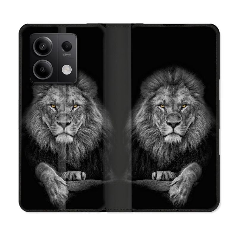 Housse cuir portefeuille pour Xiaomi Redmi Note 13 5G Animal Lion Majestueux