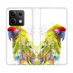 Housse cuir portefeuille pour Xiaomi Redmi Note 13 5G Animal Perroquet Jaune