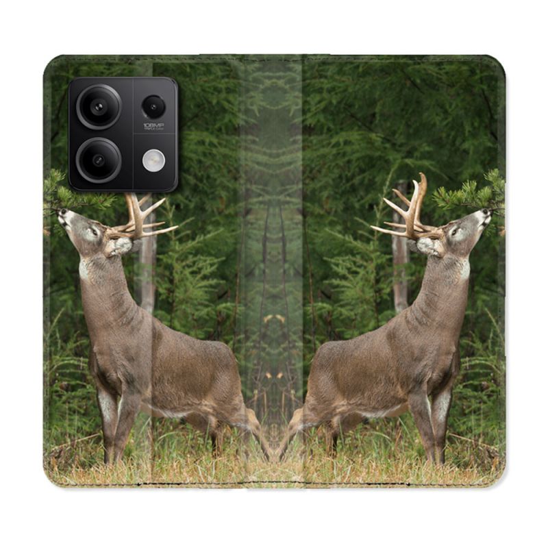 Housse cuir portefeuille pour Xiaomi Redmi Note 13 5G Chasse Cerf