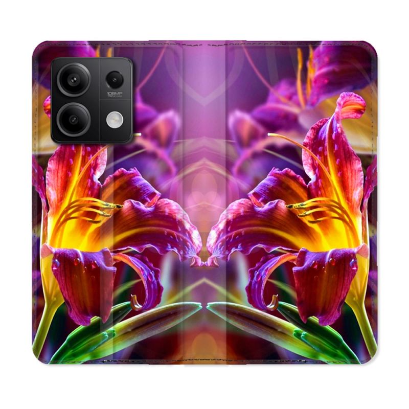 Housse cuir portefeuille pour Xiaomi Redmi Note 13 5G Fleur Lys Color