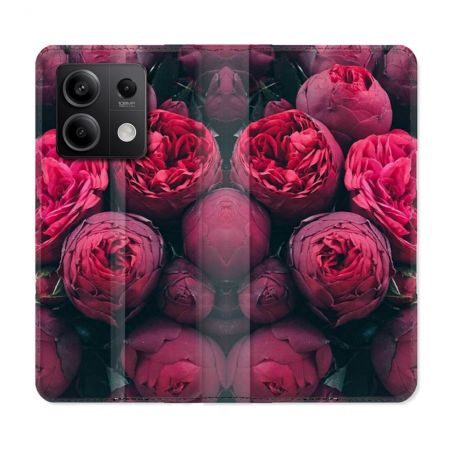 Housse cuir portefeuille pour Xiaomi Redmi Note 13 5G Fleur Pivoine
