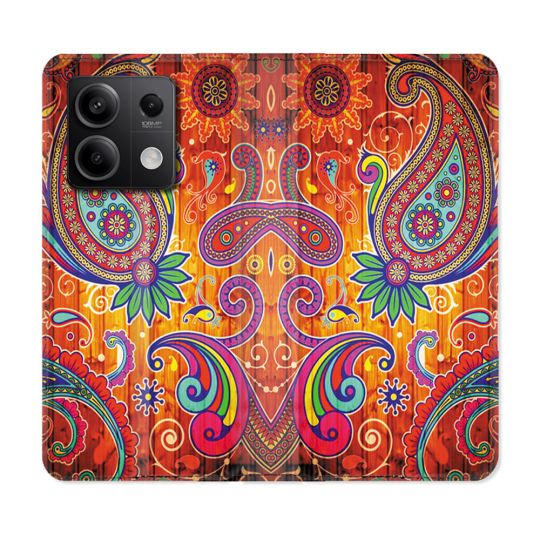 Housse cuir portefeuille pour Xiaomi Redmi Note 13 5G Fleur Psychedelic