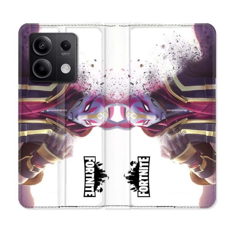 Housse cuir portefeuille pour Xiaomi Redmi Note 13 5G Fortnite Blanc