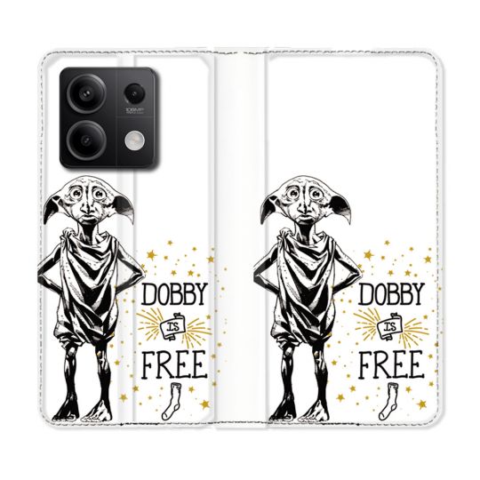 Housse cuir portefeuille pour Xiaomi Redmi Note 13 5G Harry Potter Dobby Free Blanc