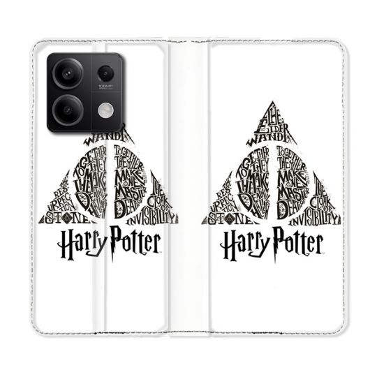Housse cuir portefeuille pour Xiaomi Redmi Note 13 5G Harry Potter Hollows triangle Blanc