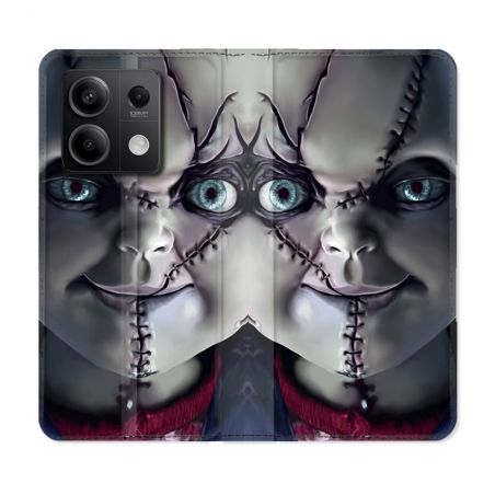 Housse cuir portefeuille pour Xiaomi Redmi Note 13 5G Horreur Chucky Cicatrice