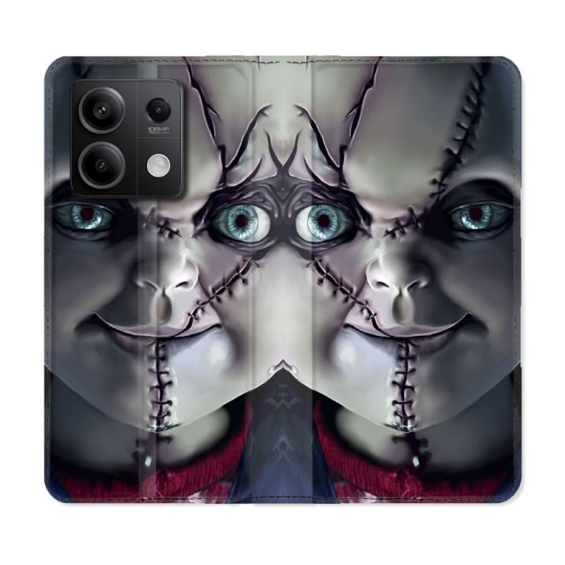 Housse cuir portefeuille pour Xiaomi Redmi Note 13 5G Horreur Chucky Cicatrice