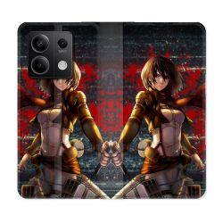 Housse cuir portefeuille pour Xiaomi Redmi Note 13 5G Manga Attaque Titans Mikasa