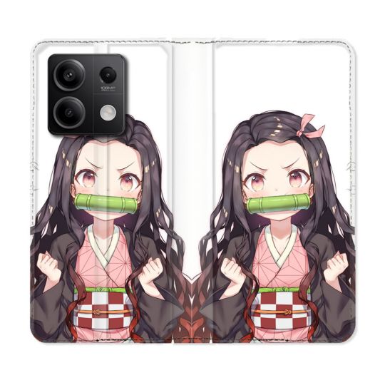 Housse cuir portefeuille pour Xiaomi Redmi Note 13 5G Manga Demon Slayer Nezuko