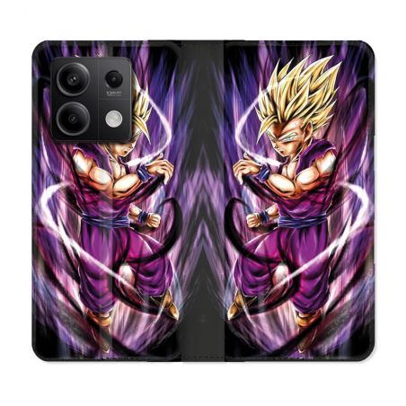 Housse cuir portefeuille pour Xiaomi Redmi Note 13 5G Manga Dragon Ball Sangohan Violet
