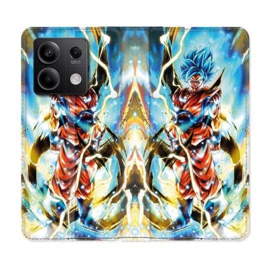 Housse cuir portefeuille pour Xiaomi Redmi Note 13 5G Manga Dragon Ball Sangoku Blanc