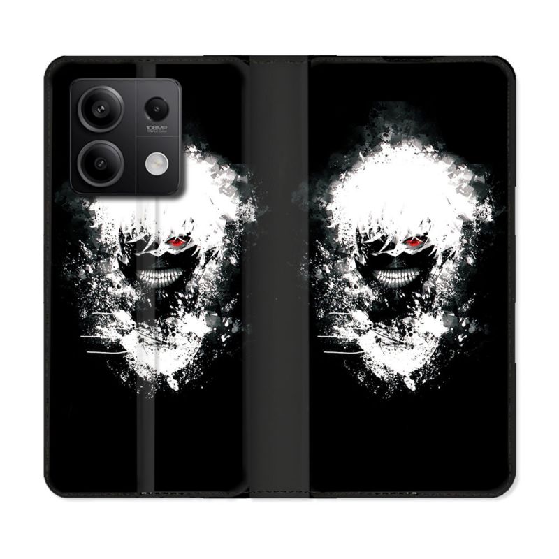 Housse cuir portefeuille pour Xiaomi Redmi Note 13 5G Manga Tokyo Ghoul Kaneki Tag