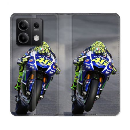 Housse cuir portefeuille pour Xiaomi Redmi Note 13 5G Moto Course GP Wheeling 46