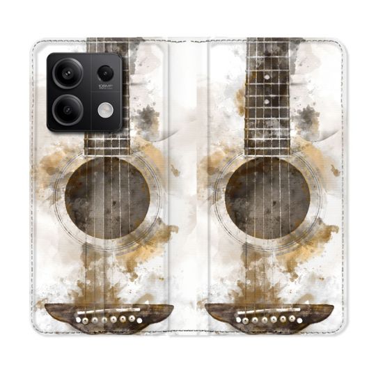 Housse cuir portefeuille pour Xiaomi Redmi Note 13 5G Musique Guitare Tag
