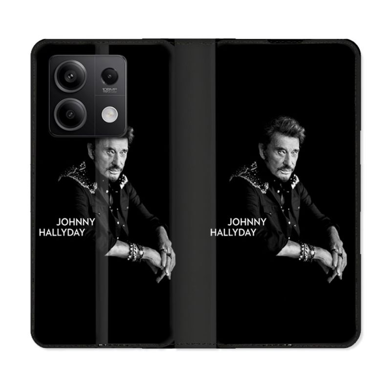 Housse cuir portefeuille pour Xiaomi Redmi Note 13 5G Musique Johnny Hallyday Noir